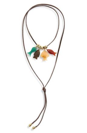 &Eacute;liou Fish Charm Wrap Lariat Necklace in Gold Multi at Nordstrom