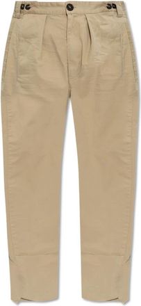 Dsquared2 Broek met wijde pijpen - Dames - Wijde Broeken - Beige - M - Katoen - Broeken