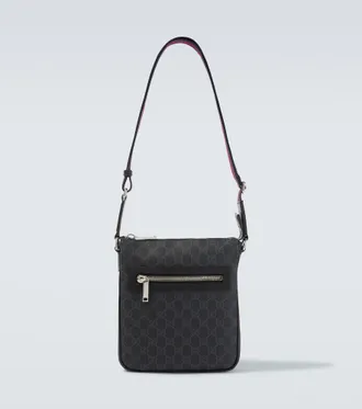 Gucci GG canvas leather-trimmed crossbody bag