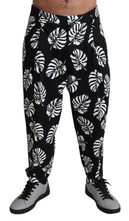 Dolce & Gabbana Casual Zijde Broek Tropisch Bladerenprint