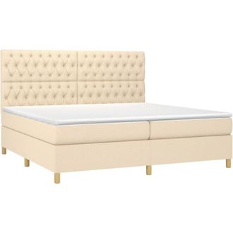 vidaXL Vidaxl - Cama Box Spring Colch&oacute;n Y Luces Led Tela Crema 200x200 Cm