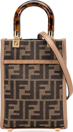 Fendi Pre-owned Womens Mini Sunshine Shopper Tote - Tan Textile - One Size