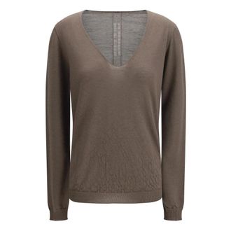 Rick Owens Temple Extreme Trui Met V-hals - Dames - Truien - Bruin - Maat: M Wol