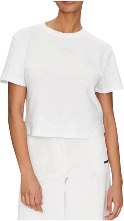 Guess Rhinestone Primula T-shirt voor vrouwen - Dames - T-shirts - Wit - XL - Katoen - Tops