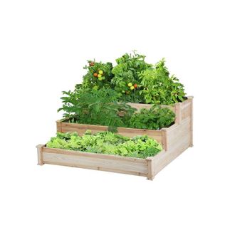 Yaheetech Yaheetech - Fioriera da Esterno 3 Livelli in Legno da Giardino Balcone Lettino per Piante da Giardino Giardinaggio Letto Orto in Legno Naturale