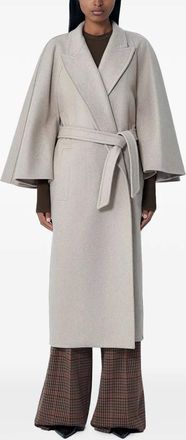 Max Mara peak-lapels self-tie coat - Beige