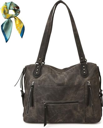 Generic Slouchy Shoulder Bag for Women Ladies,Large Capacity PU Leather Vintage Tote Bags,Underarm Hobo Handbag Purse Travel (Black)