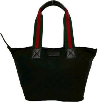 Gucci Pre-owned Tote Bags, female, Black, Size: ONE SIZE Pre-owned GG Canvas Nylon Leather Tote Bag