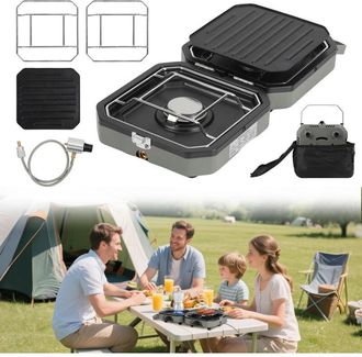 Vingo SWANEW Fornello a gas Fornello a gas portatile da campeggio con 2 bruciatori per cucinare allaperto BBQ