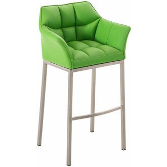Clp Clp - Taburete De Bar Damaso Con Base De 4 Pies Verde Acero Inoxidable