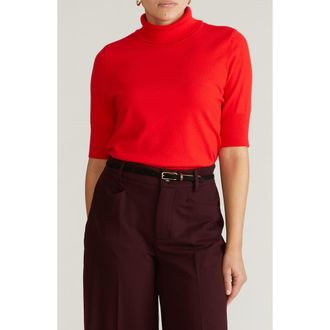 Universal Standard Savvy Short Sleeve Turtleneck Sweater in Lipstick Red at Nordstrom, Size Xs