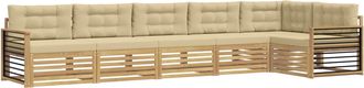 vidaXL Conjunto De Sof&aacute;s De Exterior 6 Uds. Y Beige Poli&eacute;ster Vidaxl