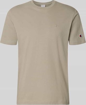 Champion T-Shirt mit Label-Stitchings und Rundhalsausschnitt in Beige, Gr&ouml;&szlig;e XXL