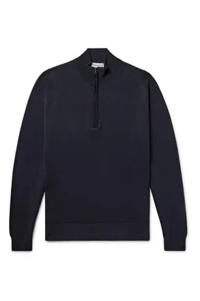John Smedley Tapton Slim-Fit Merino Wool Half-Zip Sweater