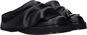 The Attico Womens Black Leather Slippers