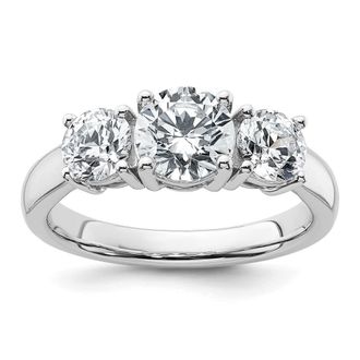 Diamond2Deal 14k White Gold 2 Ct Lab Grown Diamond Three Stone Engagement Ring