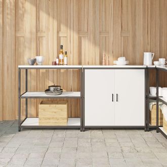 Berkfield Home with Shelf with Storage with Door Adjustable 2 pcs White Cold-rolled steel