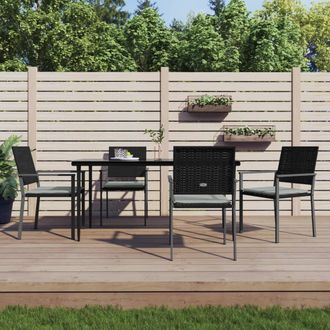 vidaXL Juego Comedor Jard&iacute;n 5 Piezas Y Cojines Rat&aacute;n Sint&eacute;tico Y Acero Vidaxl