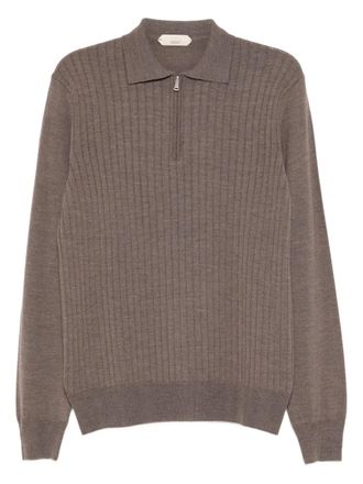 Aur&eacute;lien merino ribbed zip jumper - Grey