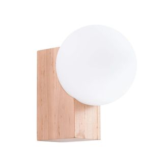 Wonderlamp Aplique de pared de madera madera natural con globo de cristal g9