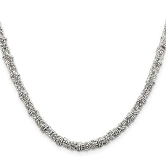 Diamond2Deal Sterling Silver 4mm Fancy Byzantine Chain Necklace