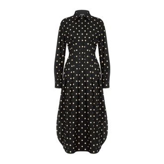 Moschino Shirt Dresses, female, Black, XS, Polka Dots Printed Cotton Poplin Dress