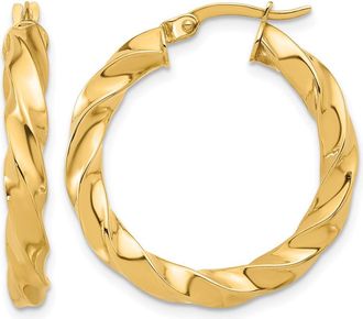 Diamond2Deal 14K Yellow Gold Twisted Round Shape Hoop Earrings