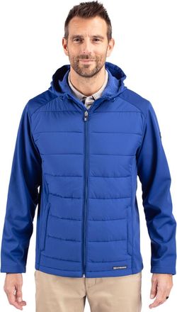 Cutter & Buck Evoke Hybrid Softshell Recycled Full Zip Mens Hooded Jacket