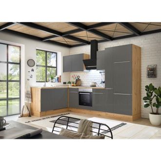 Respekta Cucina Cucinino Cucina ad Angolo Marleen Premium 310 cm Rovere Artisan Grigio Respecta