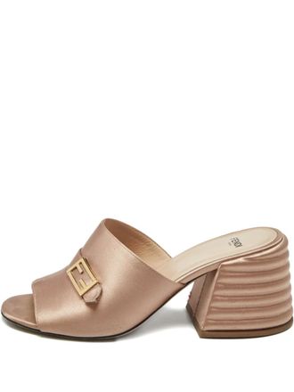 Fendi block-heel logo-detail mules - Pink