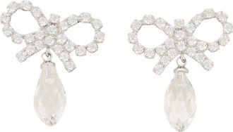 Self Portrait Womens Bow Droplet Earrings Self Portrait Metal Silver Jewelry-Watches