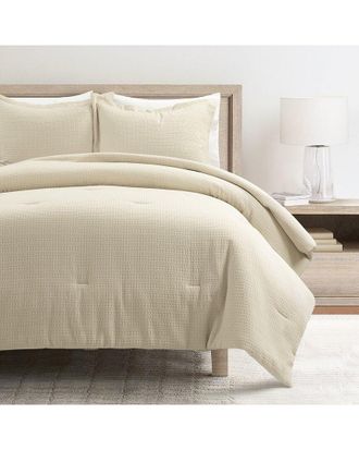 Lush D&eacute;cor Haniya Solid Waffle Woven Cotton Textured Comforter Set
