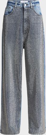 Stella McCartney Crystal Hotfix Wide Leg Jeans