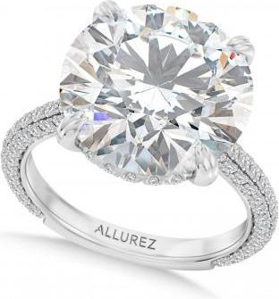 Allurez Round Lab Diamond Engagement Ring Platinum (6.90ct)