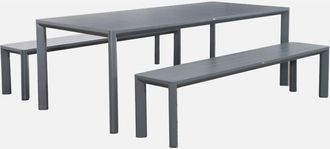 Sweeek Tavolo da giardino in alluminio con 2 panchine per 8 persone