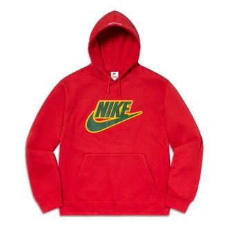 Nike x Supreme Leather Appliqu Hoodie Red CK6225-687