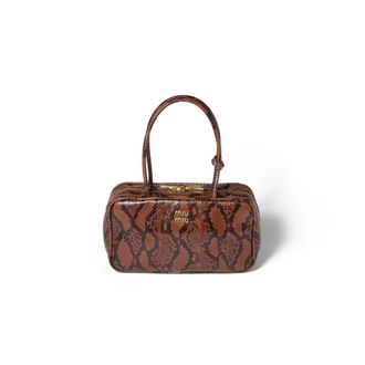 Miu Miu Beau Python-printed Ayers Leather Bag, Woman, Tobacco