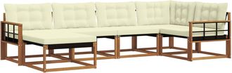 vidaXL Conjunto De Sof&aacute;s De Exterior 6 Uds. Natural Y Crema Vidaxl