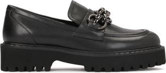 Kazar Instap Wandelschoenen met Kettingdetail - Dames - Loafers - Zwart - 38 EU - Leer - Schoenen