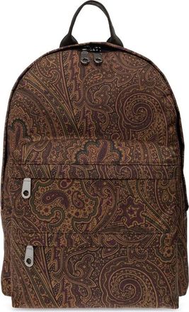 Etro Rugzak met patroon - Heren - Tassen - Bruin - Maat: ONE Size Zijde