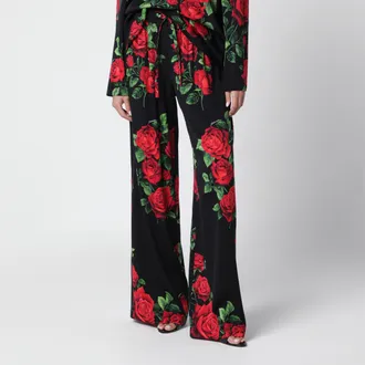 Dolce & Gabbana Pantaloni in seta con stampa floreale
