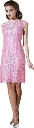 Moskada Elegant Kort Chantilly Kant Jurkje - Dames - Korte kleedjes - Roze - L - Kleedjes