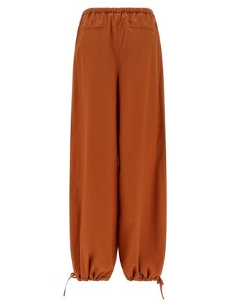 Marni Diagonal Draping Cotton Poplin Trousers - Rust