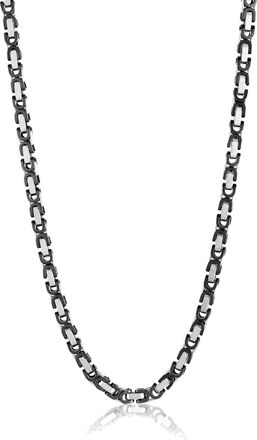 Crucible Jewelry Mens Byzantine Chain Black Two Tone Necklace