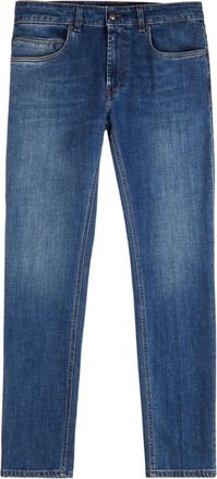 Fay Blauwe Slim-Fit Stretch Jeans - Heren - Slim Fit Jeans - Blauw - W40 - Katoen - Jeans
