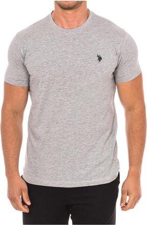 U.S.Polo Association T-shirt met Korte Mouwen en Ribhals - Heren - T-shirts - Grijs - 2XL - Katoen - Tops