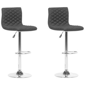 Beliani Beliani - Conjunto De 2 Taburetes De Bar Con Asiento Acolchado De Tela Negra Altura Ajustable Giratorio Con Reposapi&eacute;s Orlando