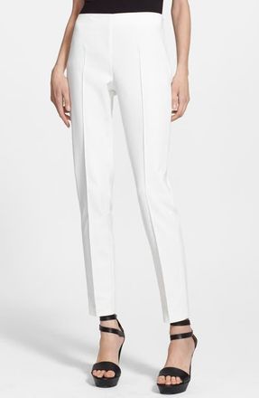 Akris Melissa Slim Techno Cotton Blend Pants in Off White at Nordstrom, Size 12