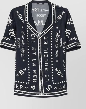Balmain short sleeve shirt notched lapel graphic print