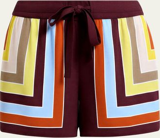 Diane Von F&uuml;rstenberg Delfine Geometric-Print Silk Shorts